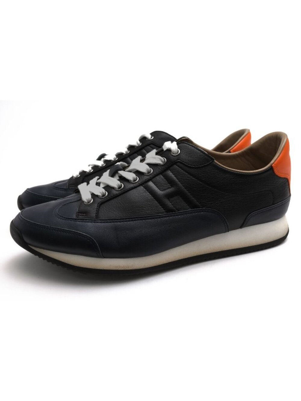 Hermes Sneakers Low-Cut Leather Black Goal Low Trainers Logo